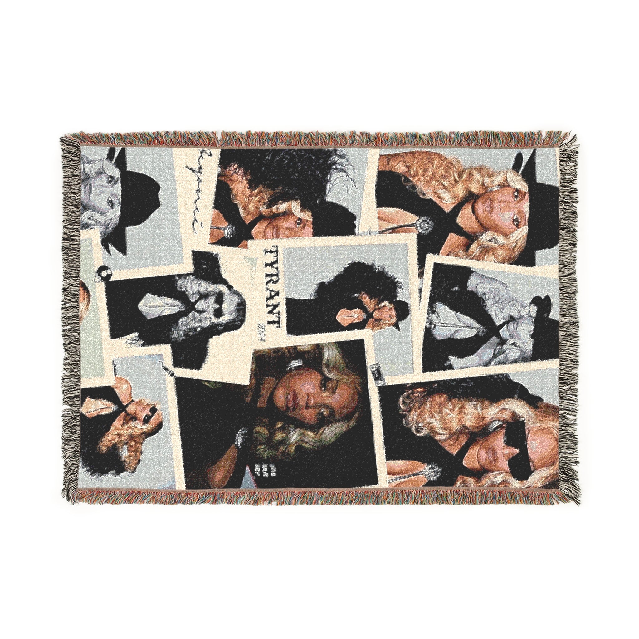 Photo Collage Woven Blanket – Vintage Portrait Throw for Home Decor